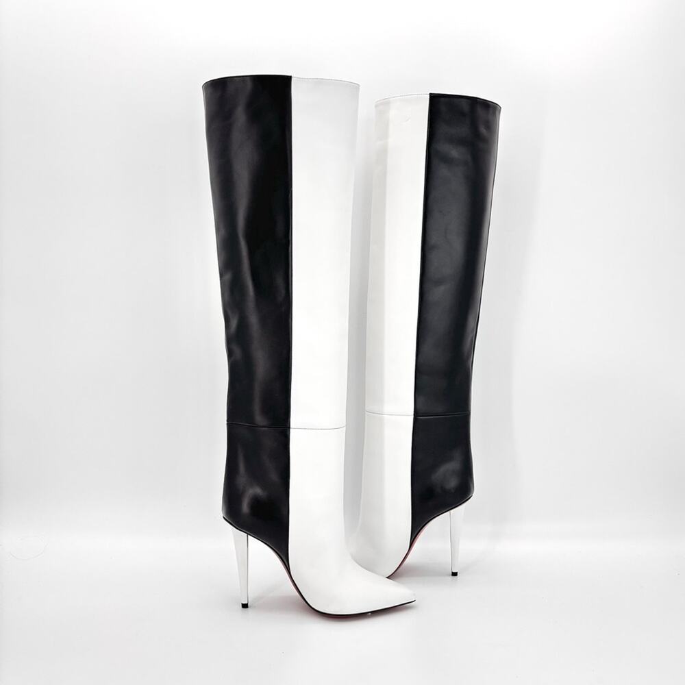 NEW Christian Louboutin Astrilarge Botta 100 Two Tone Over The Knee Boots 37 - Picture 3 of 10